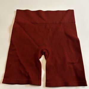 High-Waisted Ribbed Red Shorts